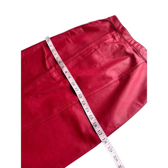 Vintage Evan Davies 100% Leather Red Pencil Skirt - Picture 8 of 8